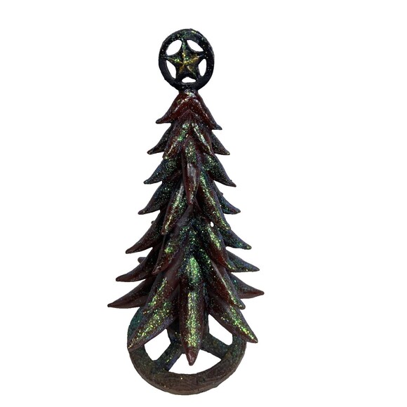 Texas Wagon Wheel Red Chili Pepper Texas Star Christmas Tree Figurine Home Decor - Picture 1 of 6